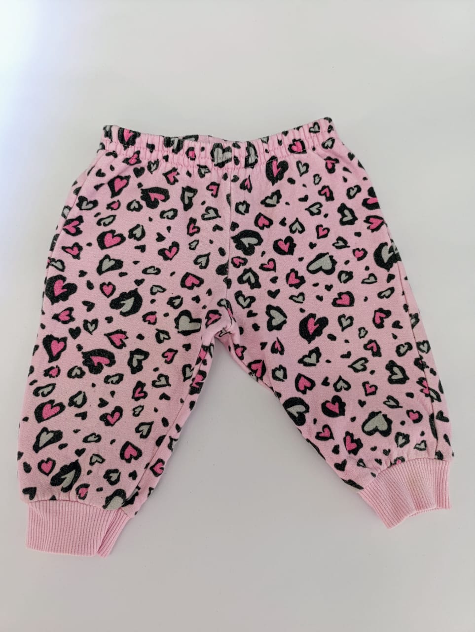 Calça Rosa Coração - Tam 3-6M