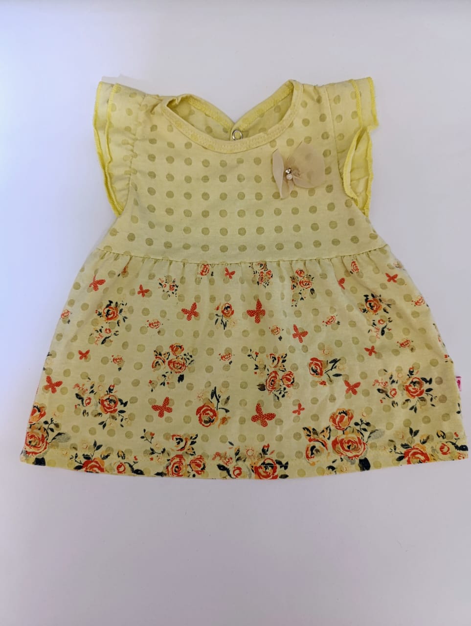 Vestidinho Amarelo de Flor - Tam 3-6M