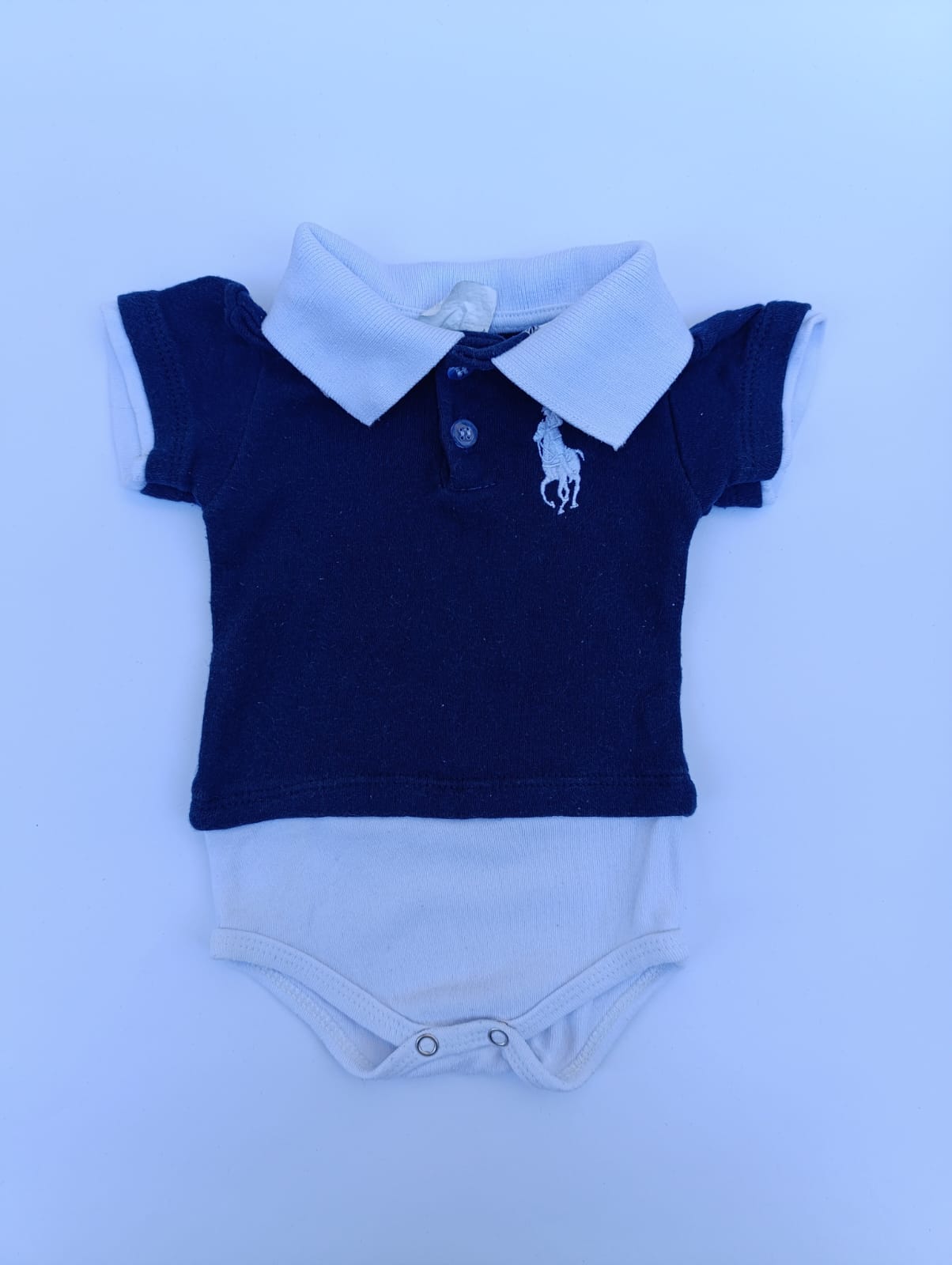 Body Polo Azul Marinho - Tam 1-3M