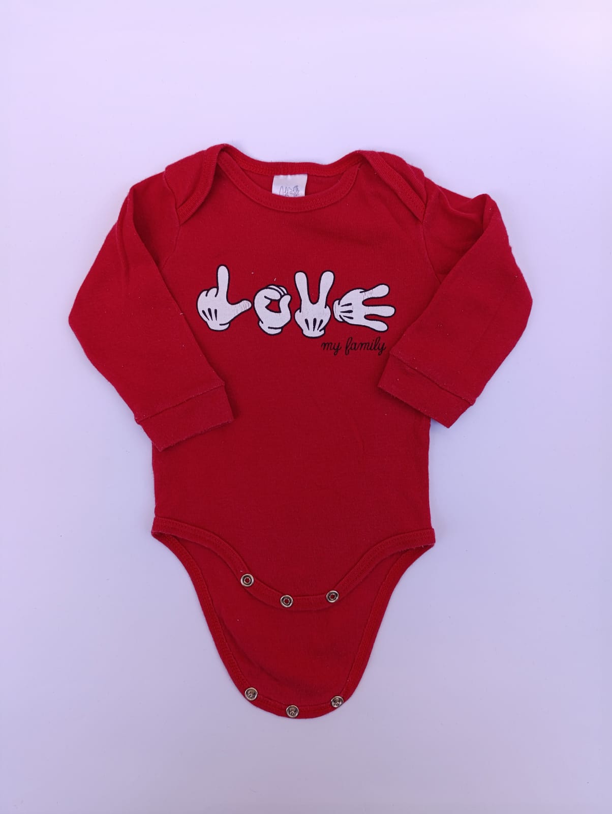Body Manga Longa Vermelho - Tam 1-3M