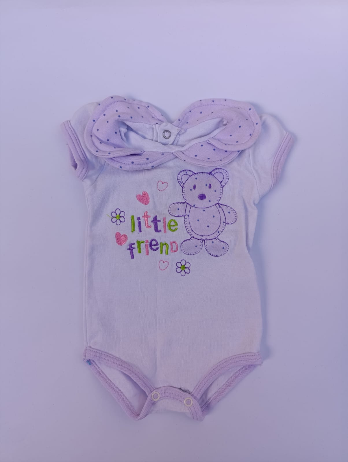 Body Branco e Lilás - Tam 1-3M